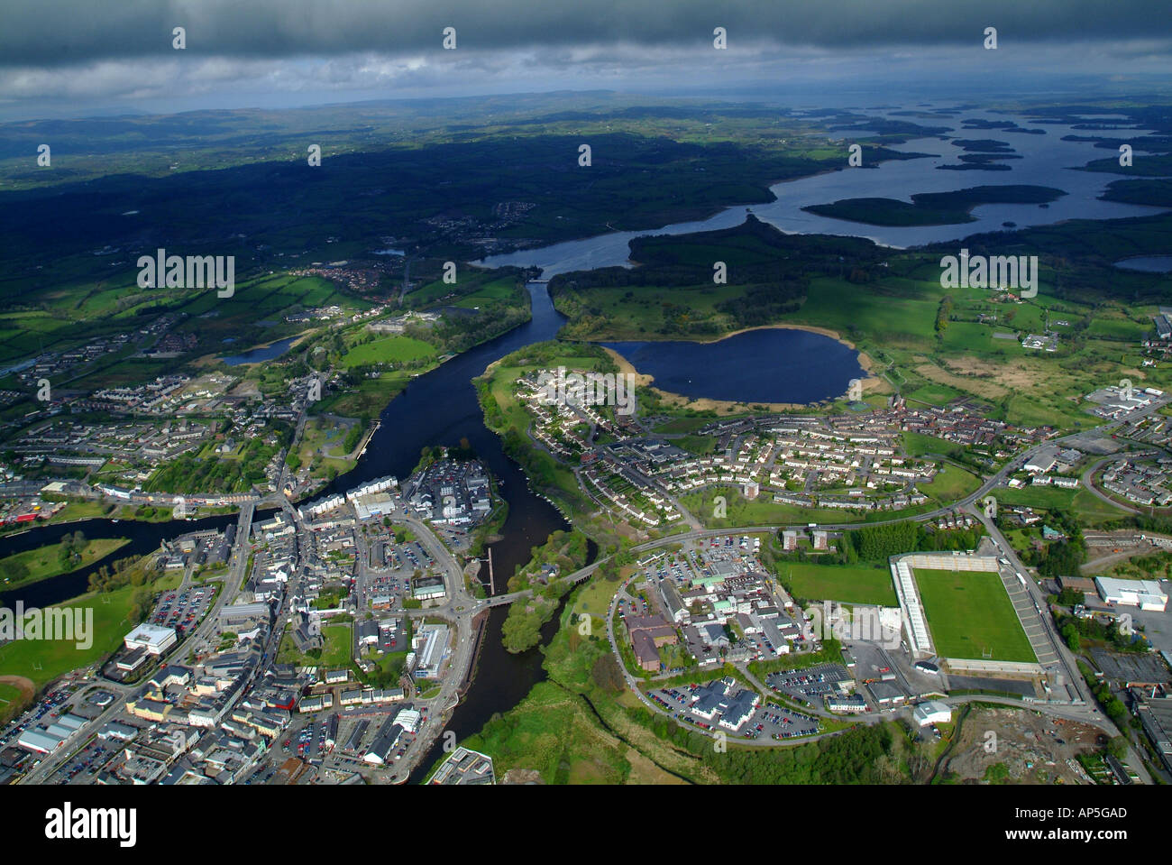 County Fermanagh, Enniskillen, Aerial, Northern Ireland Stock Photo