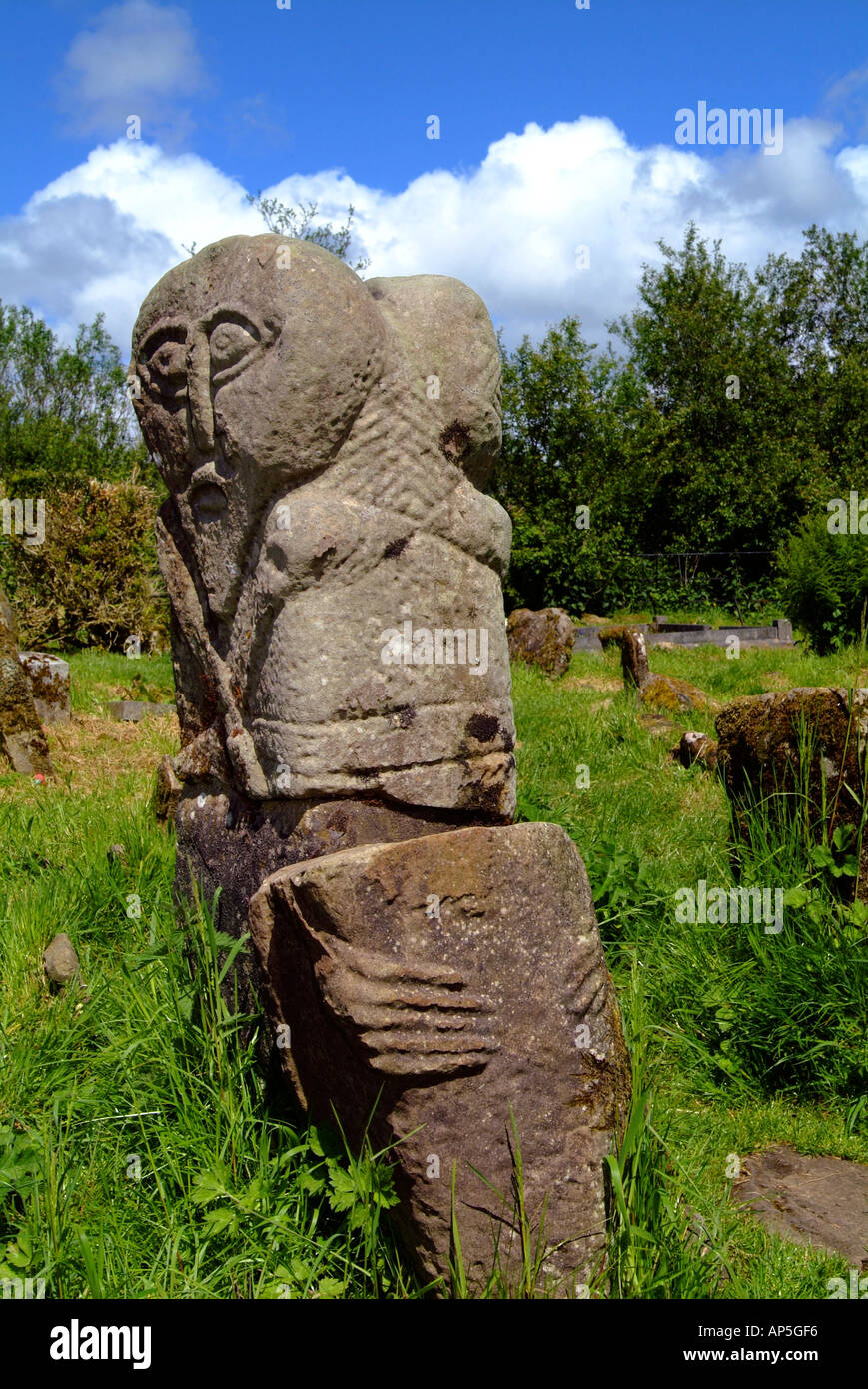 Janus Stone, Boa Island, County Fermanagh, Northern Ireland Stock Photo