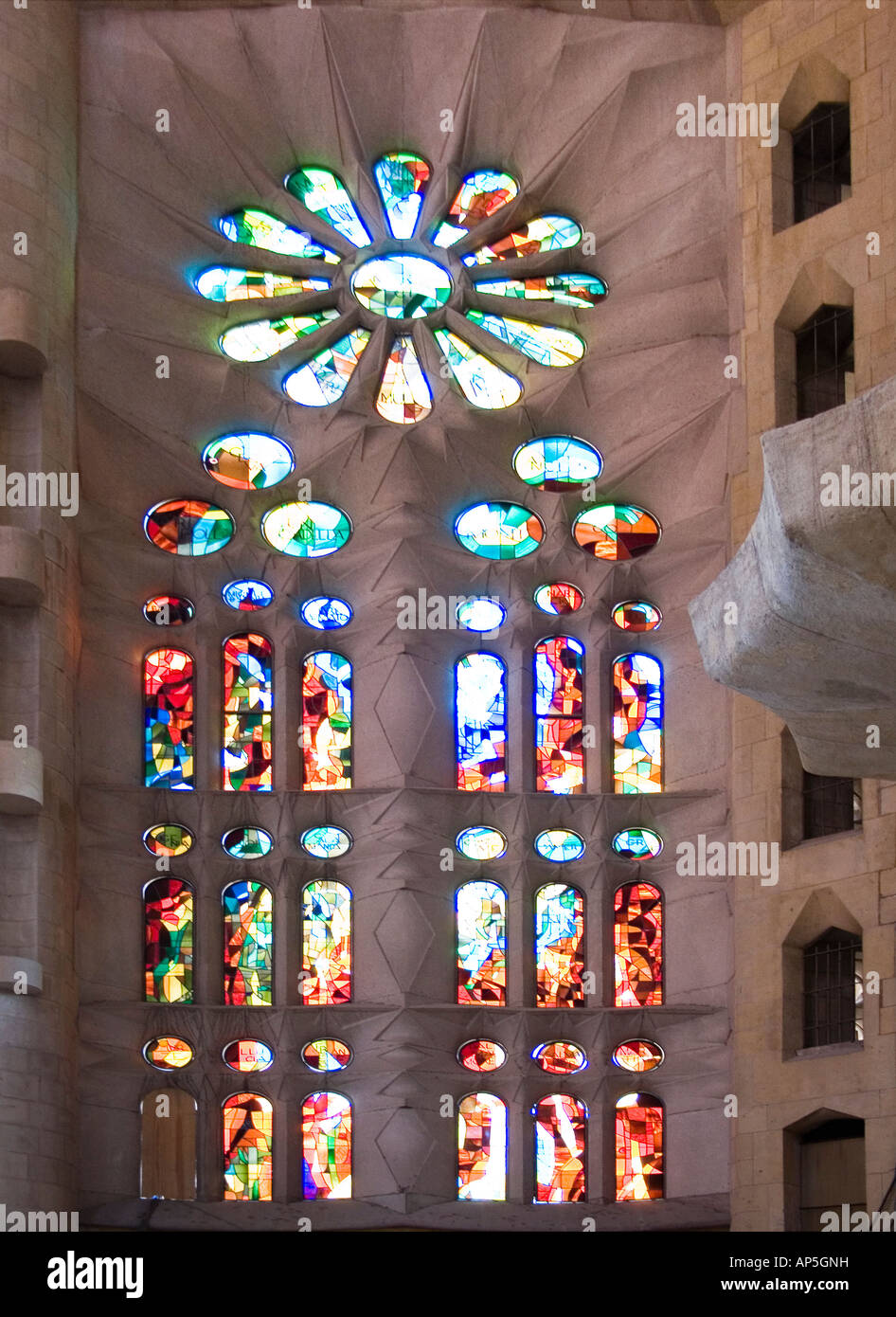 Stained Glass Window Sagrada Familia Barcelona Spain Stock Photo Alamy