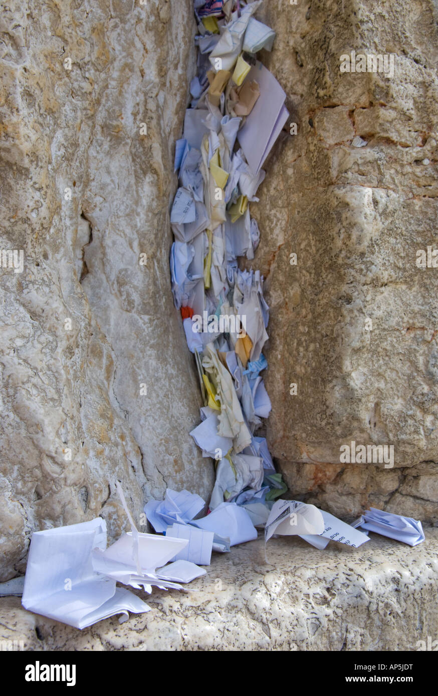 Israel Jerusalem old City Western Wall close up of paper notes in cracks  Stock Photo - Alamy