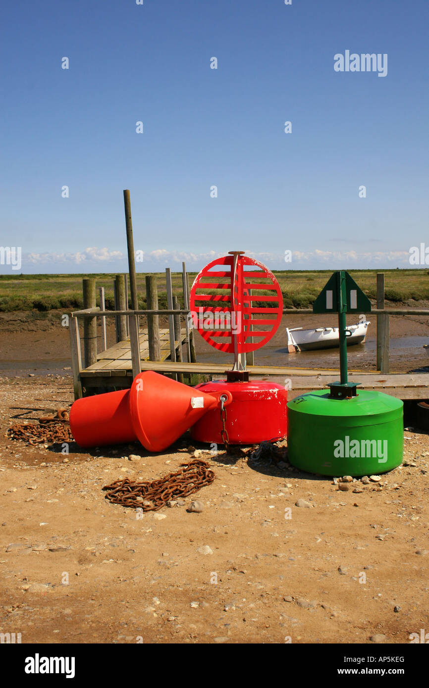 MOORING BUOYS ON MORSTON QUAY. NORTH NORFOLK. UK Stock Photo Alamy