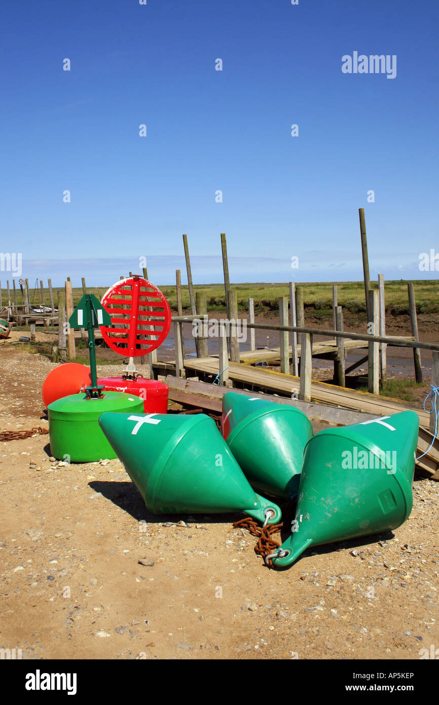 MOORING BUOYS ON MORSTON QUAY. NORTH NORFOLK. UK Stock Photo Alamy