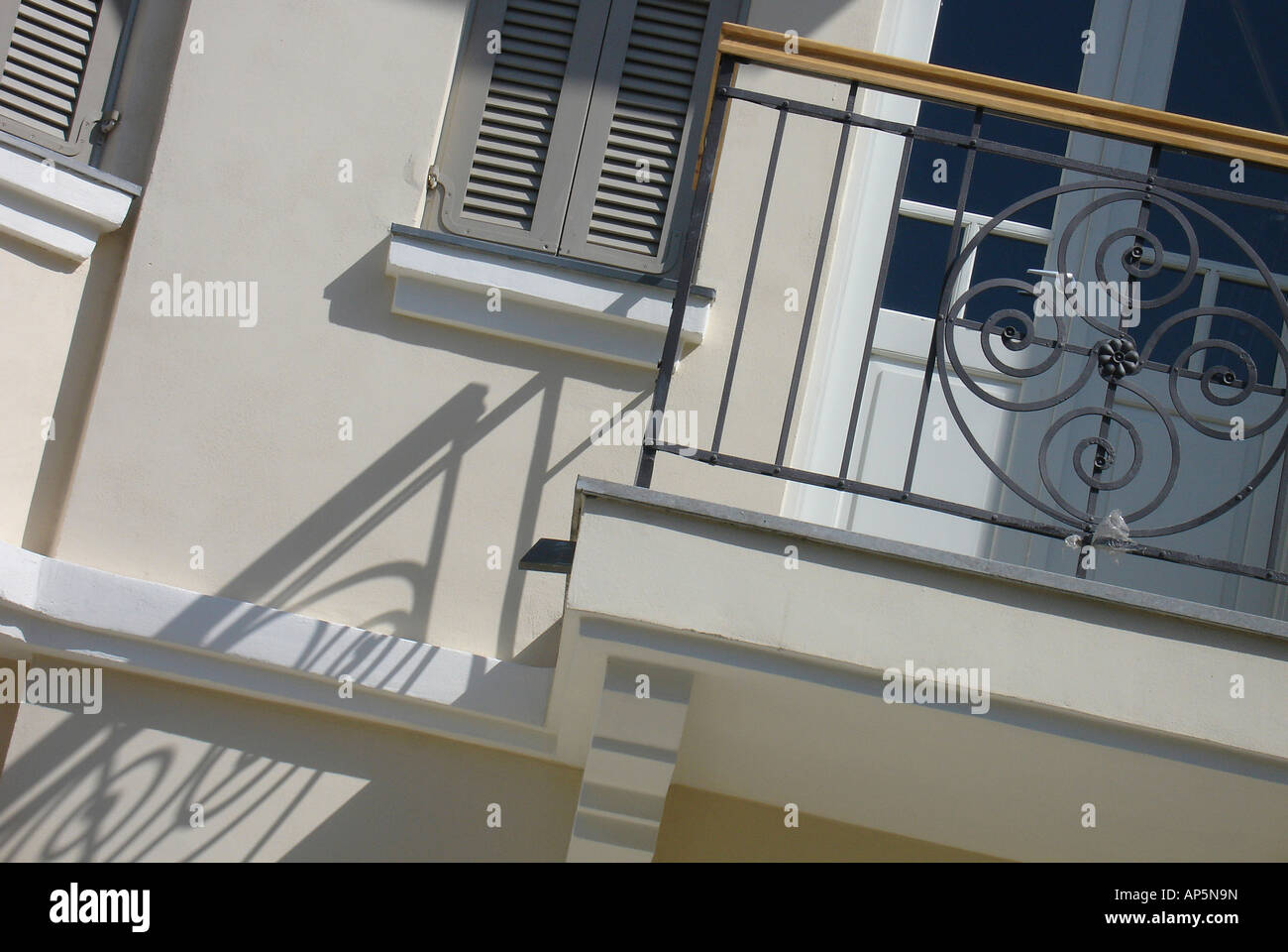 Art-Nouveau iron railing in a balustrade of an old building built in ...