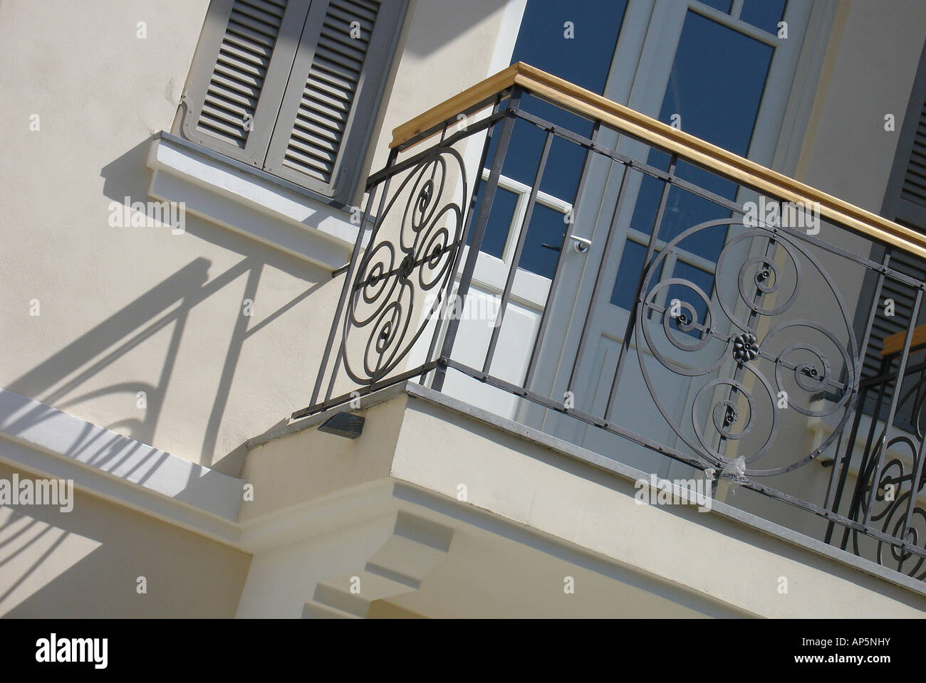 Art-Nouveau iron railing in a balustrade of an old building built in ...