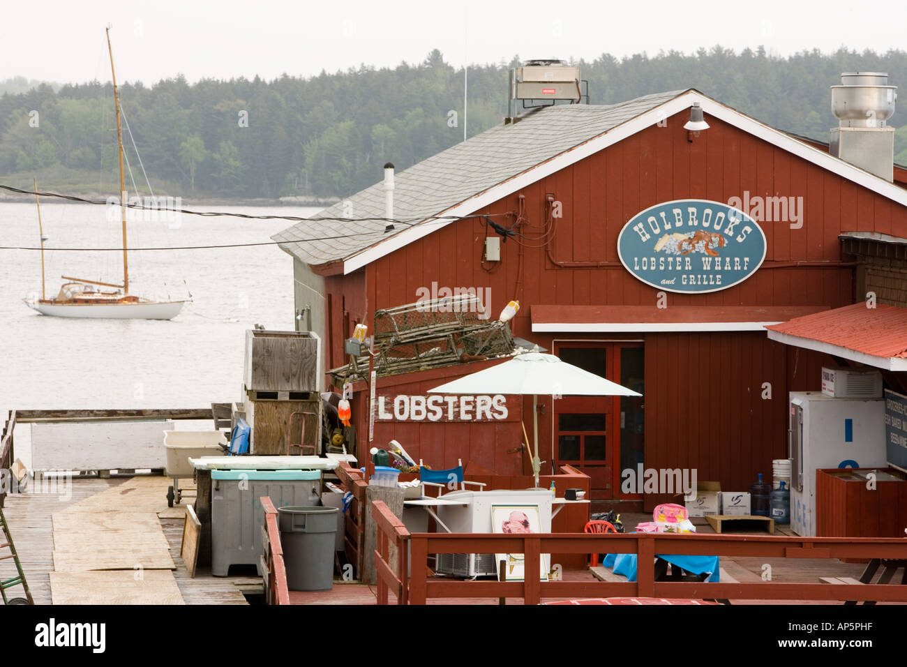 Holbrook's Lobster Wharf and Grille. Cundy Harbor, Maine Stock Photo