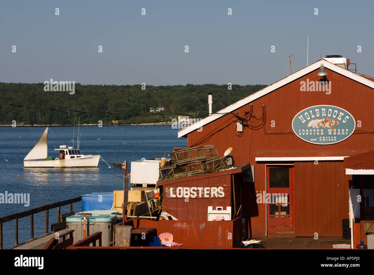 Holbrook's Lobster Wharf and Grille. Cundy Harbor, Maine. Stock Photo