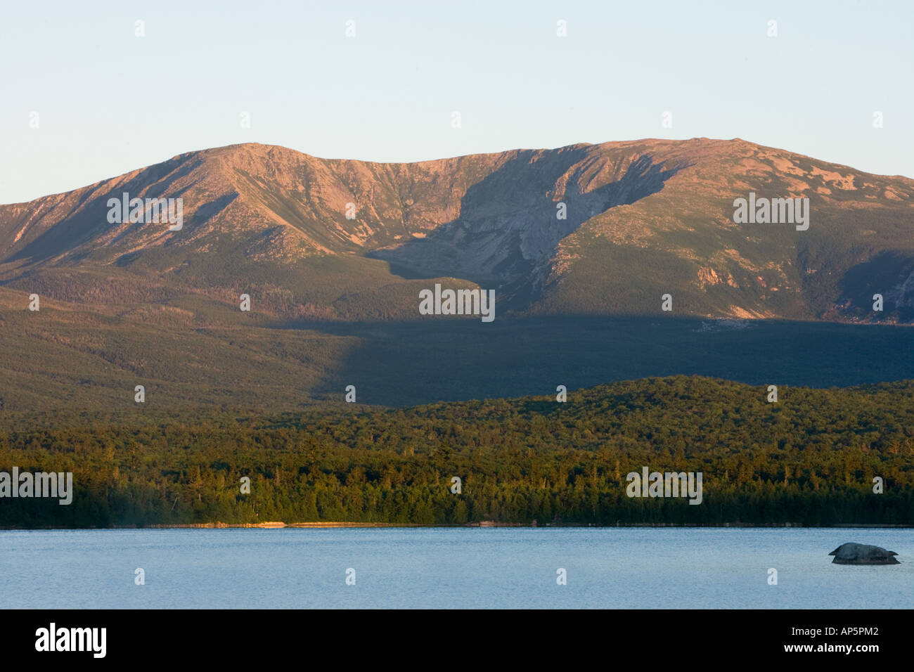 Dawn on Katahdin Lake in Maine's Northern Forest. Mount Katahdin's