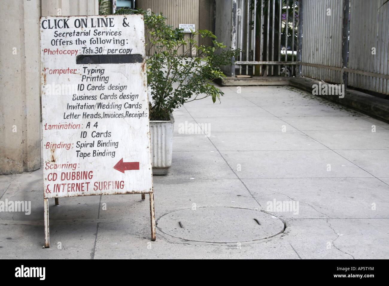 Secretarial services sign in Arusha Tanzania East Africa Stock Photo