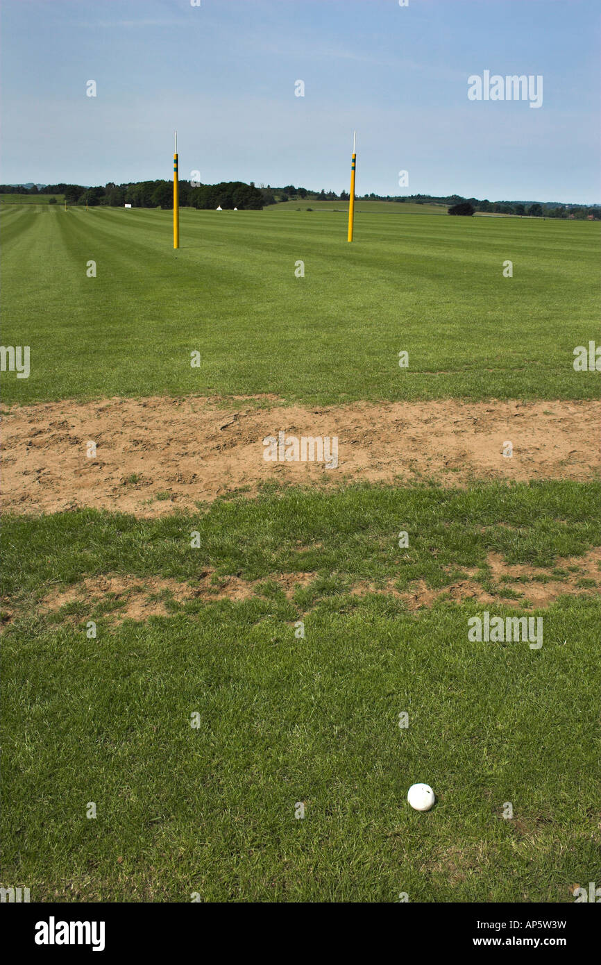 A Polo goal and ball - Cowdray Park near Midhurst, West Sussex. Stock Photo