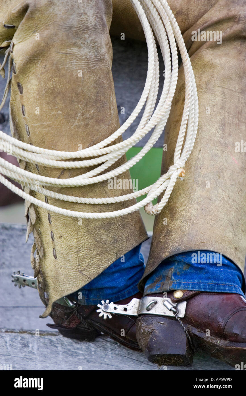 Cowboy Spurs & Chaps in Judith Gap Montana (MR Stock Photo Alamy