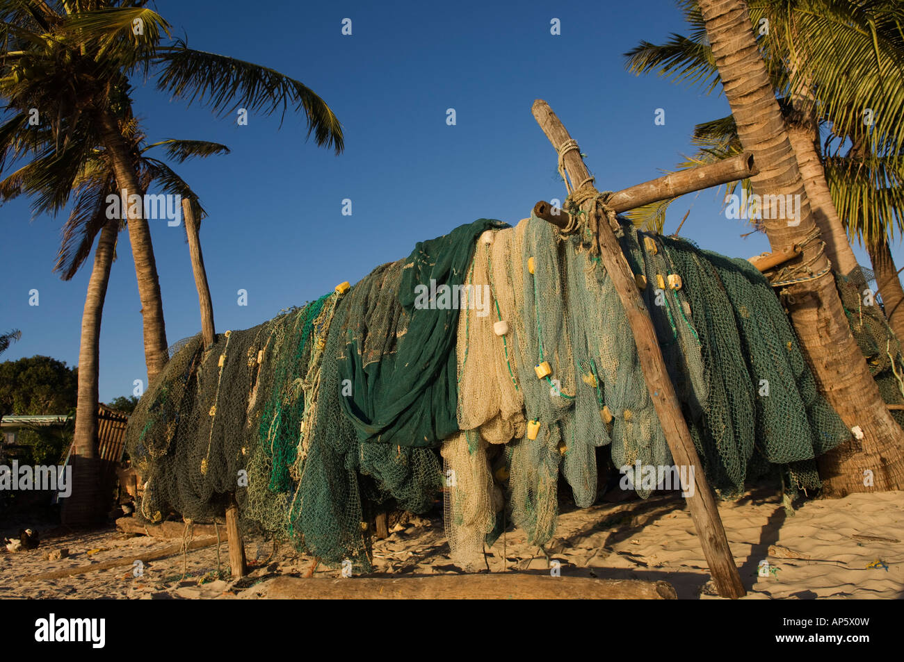 fishing nets, Ramena beach, Antsiranana, Diego Suarez, Madagascar Stock Photo