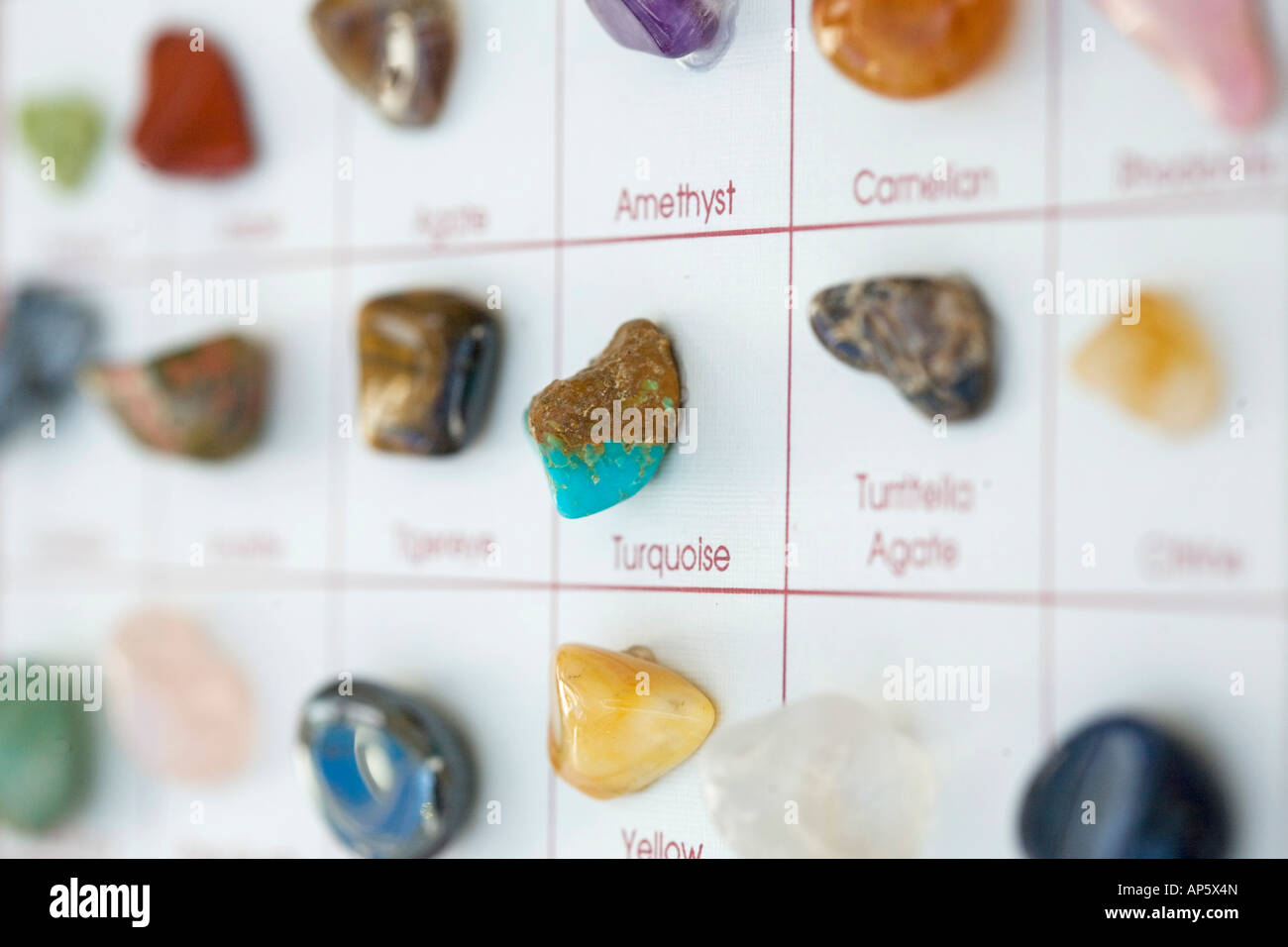 rock collection shallow focus torquise Stock Photo
