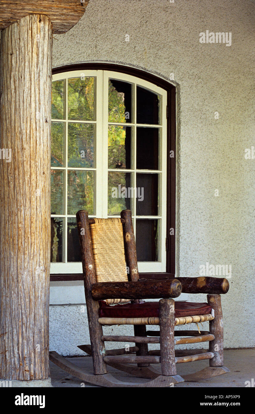 Rocking Chair At Lake Mcdonald Lodge In Glacier National Park In