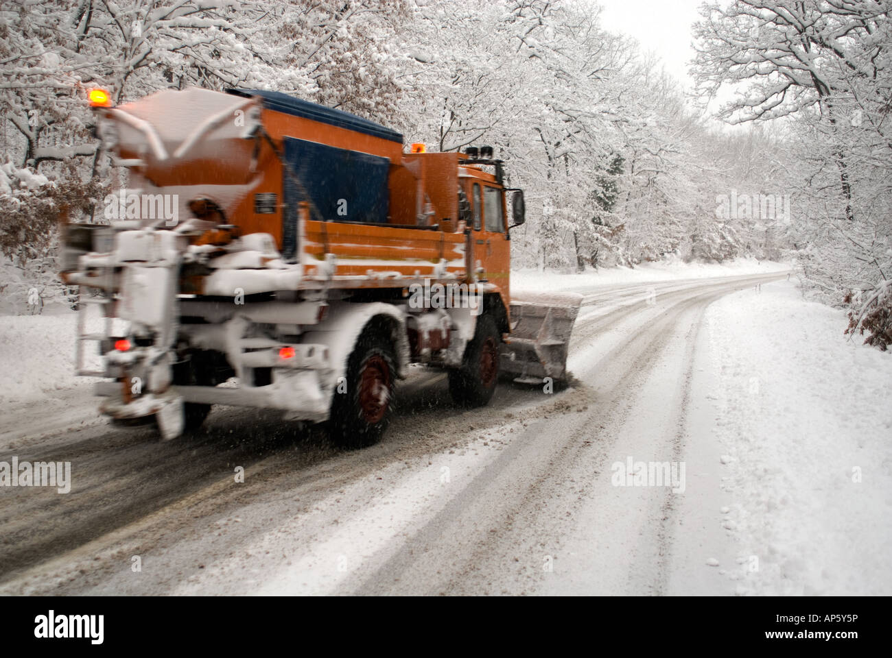 Snow plow in action Stock Photo Alamy