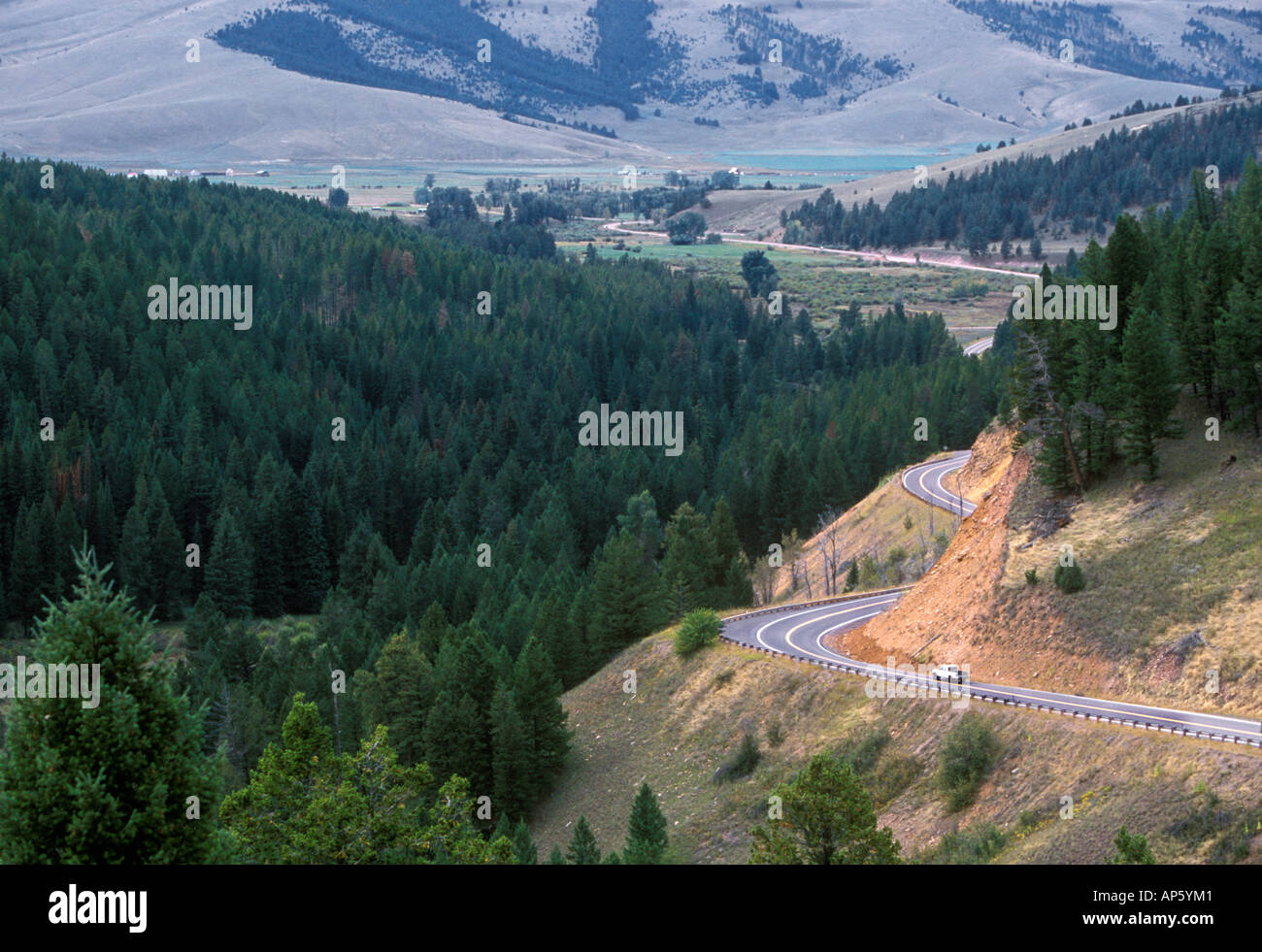 Pintler Scenic Highway 1 in Montana Stock Photo