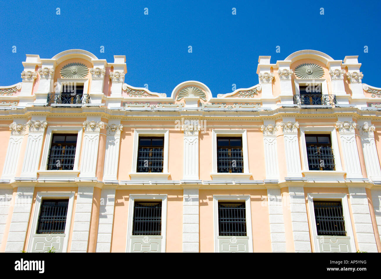 The old restored tobacco warehouse now houses the city Council and Culture  Center in Kavala Greece Stock Photo