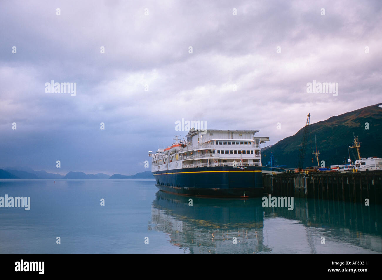 Alaska Marine Highway Ferry M/V Kennicott docked at the port of Seward. Summer on the Kenai Pennisula of Southcentral Alaska. Stock Photo