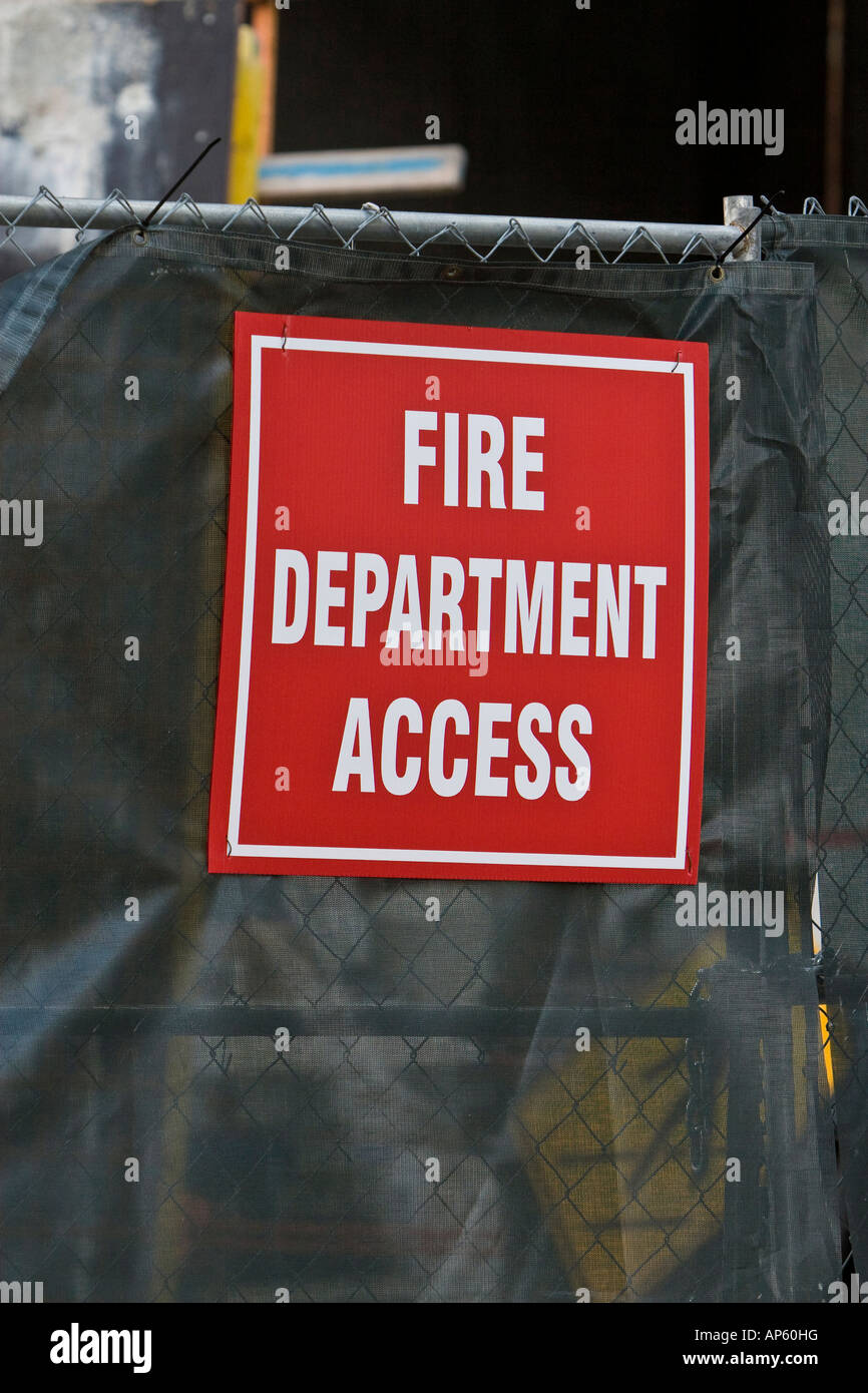Fire Department Access Sign Stock Photo Alamy