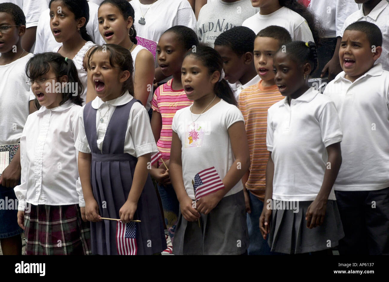The PS 11 glee club performs at an assembly Stock Photo