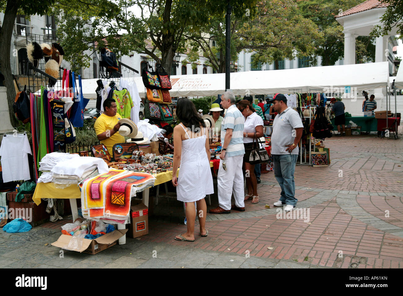 Sunday flea market at the Catedral Plaza of Panama City in San Felipe ...