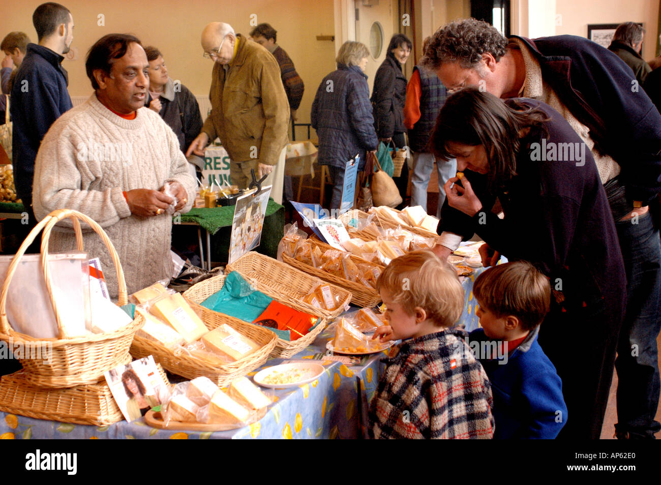 Selling Cheese in Farmers Market Stock Photo Alamy