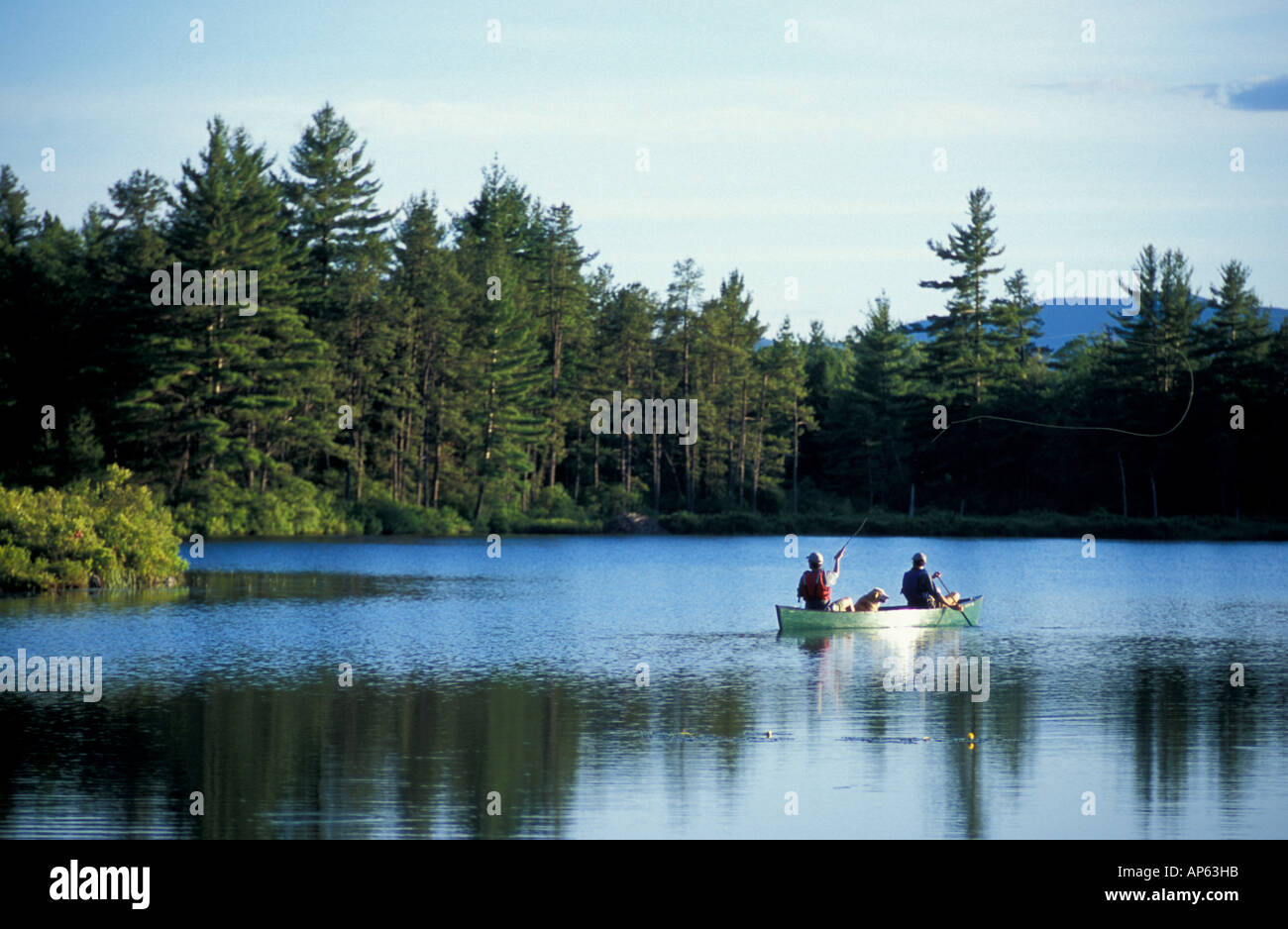 Freedom, NH Flyfishing from a canoe in Trout Pond. Part of future town