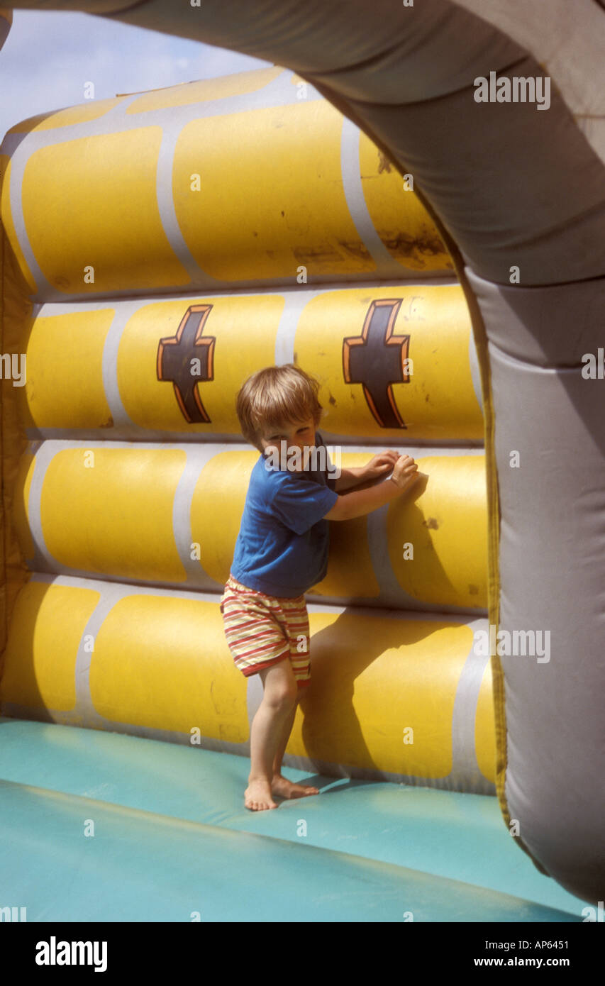child on bouncy castle Stock Photo