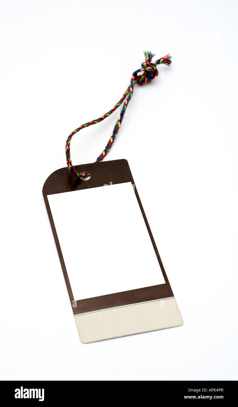 Blank price tag closeup over white background Stock Photo - Alamy