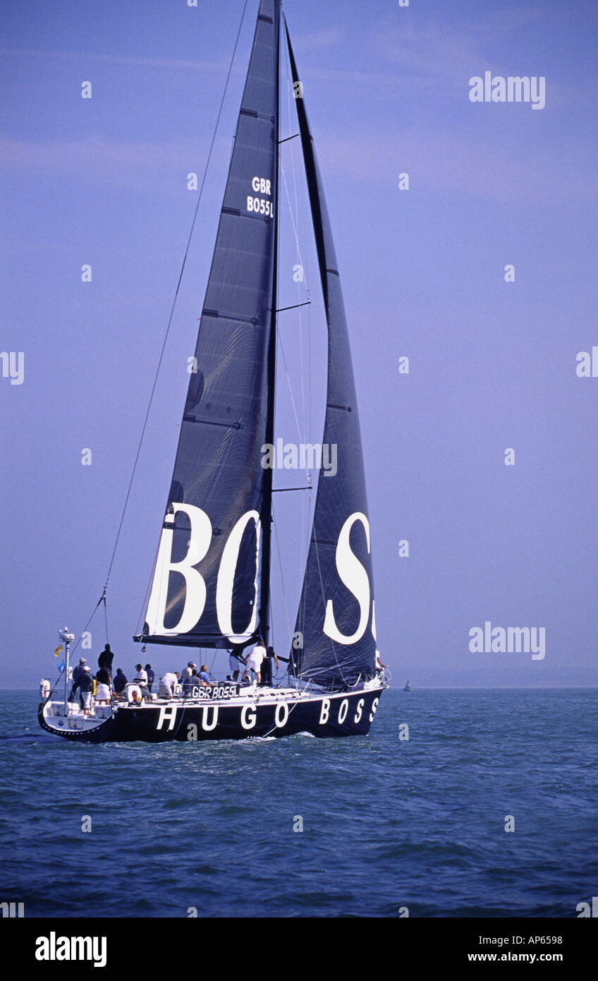 The Hugo Boss Racing Yacht at Cowes Stock Photo