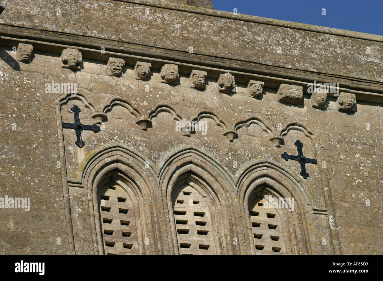 Gargoyles on the church at Bishop s Cannings near Devizes in Wiltshire Stock Photo