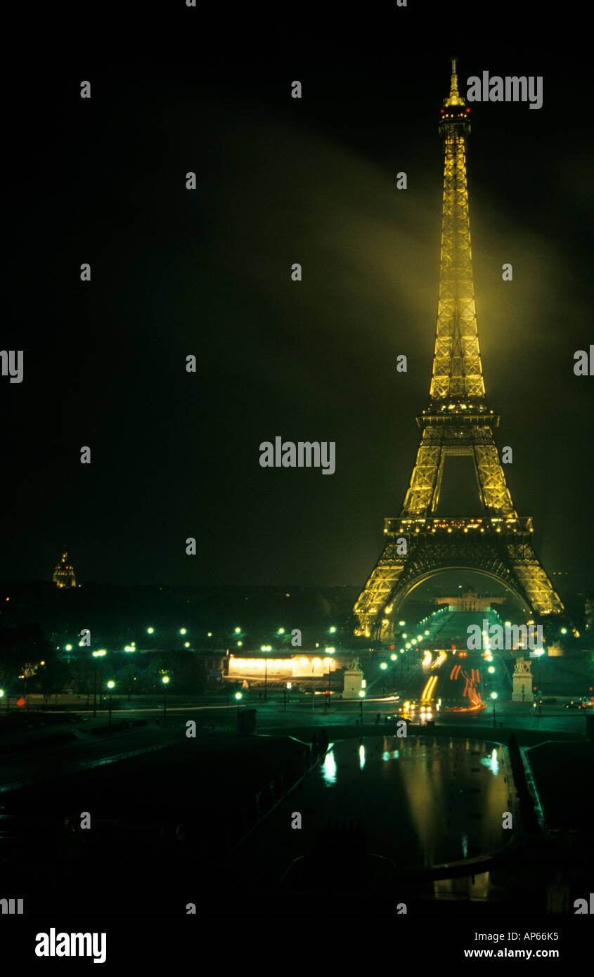 Paris, Eiffel Tower in fog and cloud Stock Photo