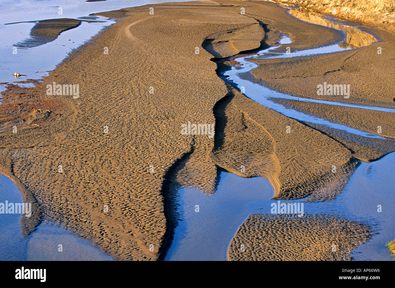 Mud Bars on the Little Missouri River in Theodore Roosevelt National Park in North Dakota Stock Photo