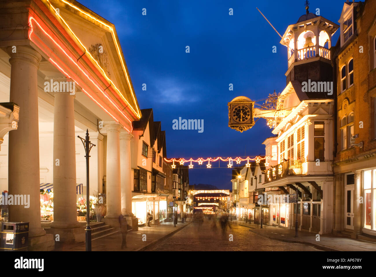 Guildford High Street at Christmas, Surrey UK Stock Photo Alamy