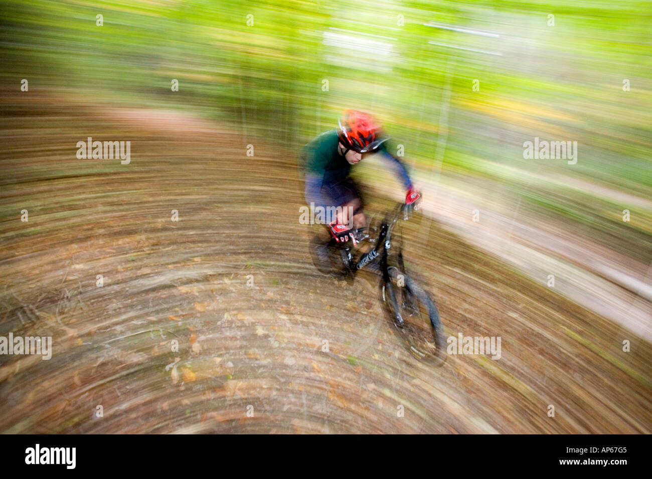 Mountain biker on Singletrack at Oakwood Park in Napoleon, Ohio (MR
