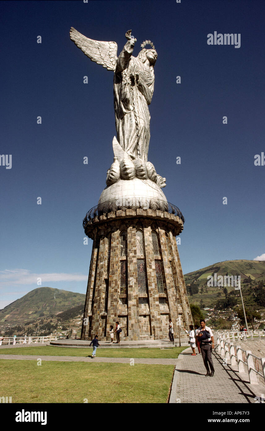 Ecuador Quito Panecillo Virgin of Quito statue full length Stock Photo