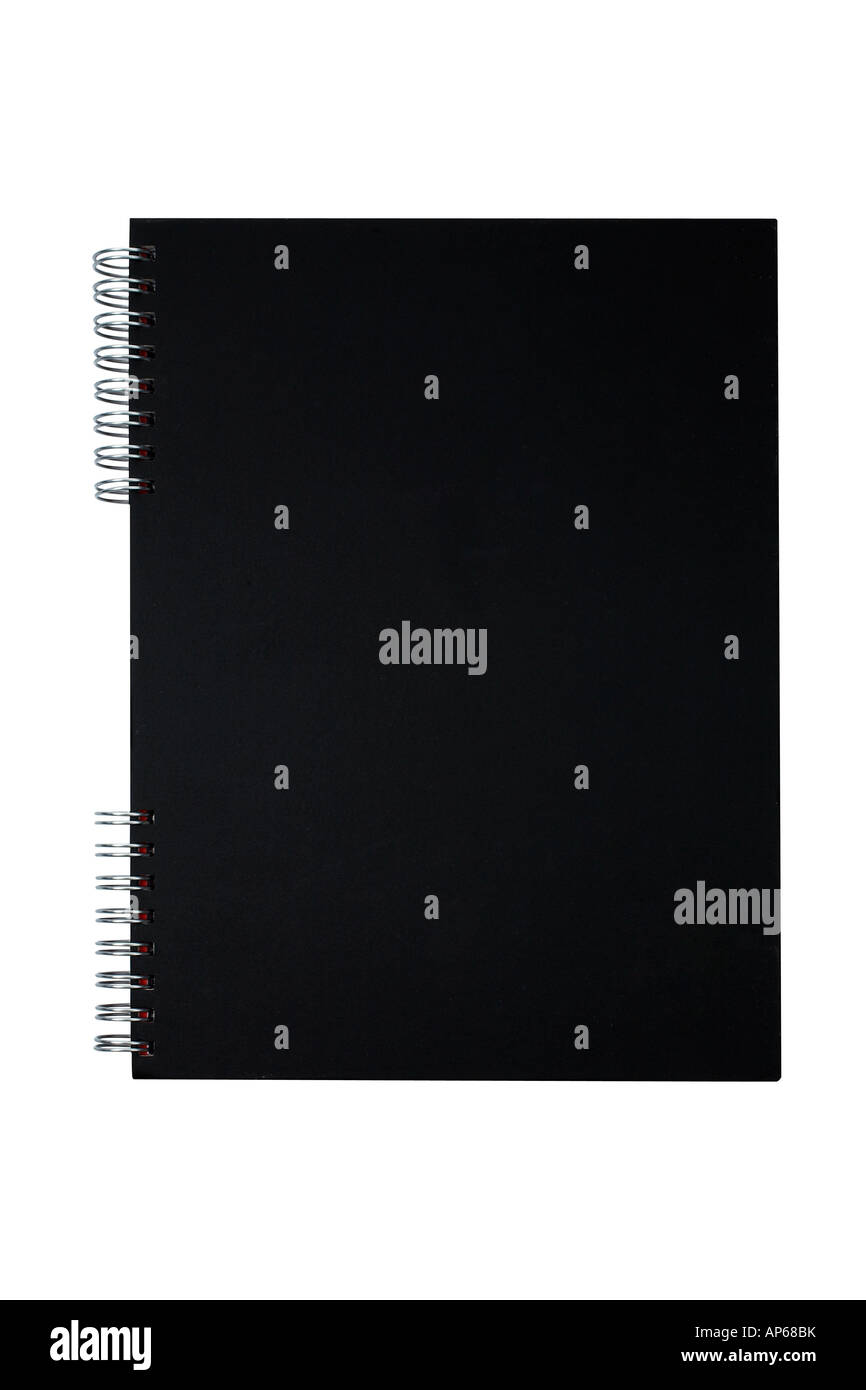 Black notebook isolated on white background Path included Stock Photo Alamy