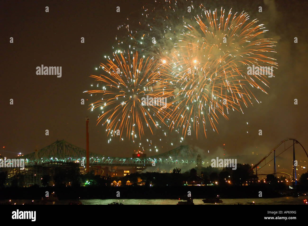 Fireworks over Montreal Stock Photo Alamy