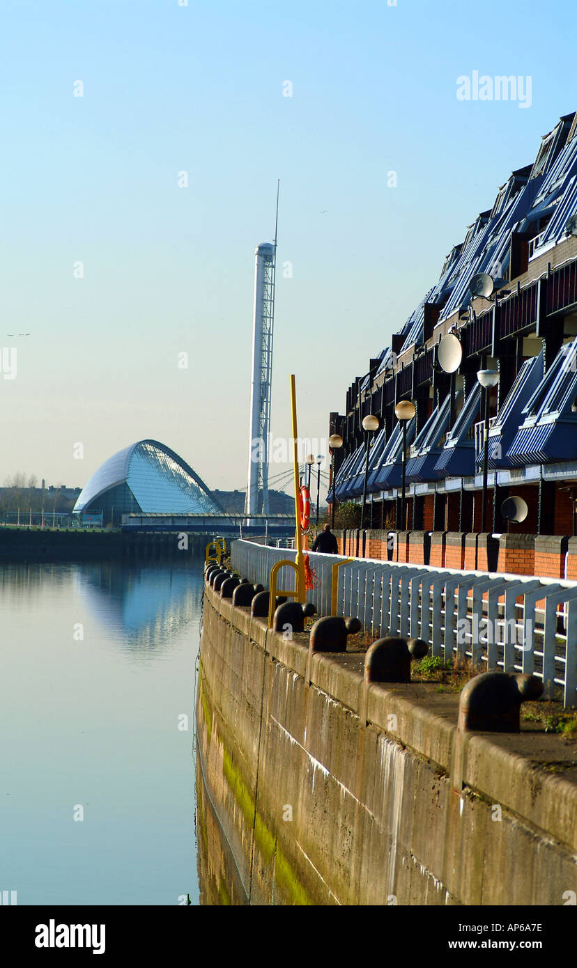 Glasgow riverside apartments river Clyde Stock Photo Alamy