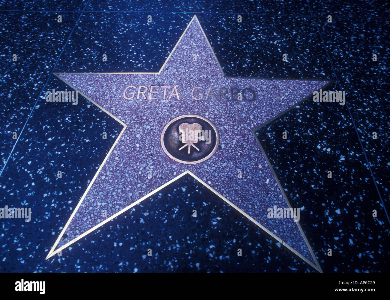 Hollywood Walk of Fame with Greta Garbo star Stock Photo