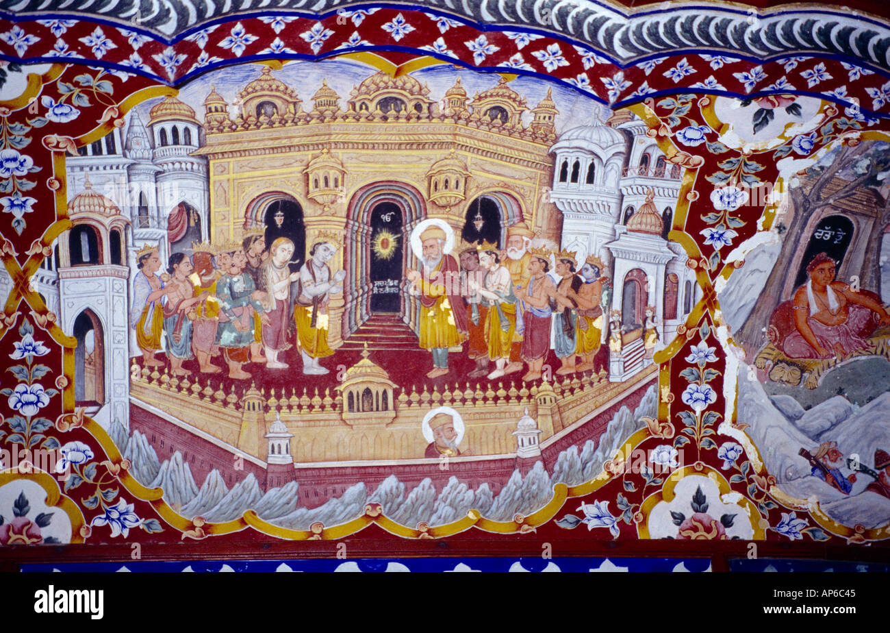 Amritsar India Baba Atol Tower Fresco Guru Nanak Sikh Stock Photo