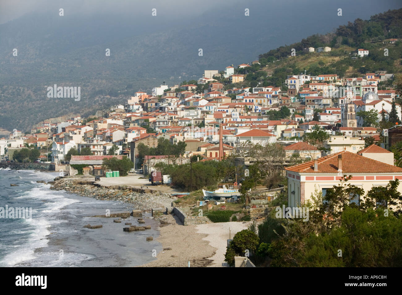 GREECE, Northeastern Aegean Islands, LESVOS (Mytilini), Plomari: South Lesvos Resort Town Stock Photo