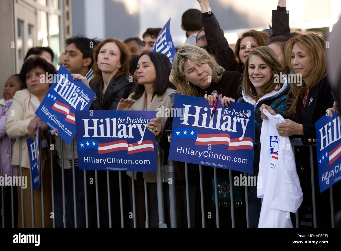 Hillary Clinton supporters at a rally in Northridge, California Stock Photo