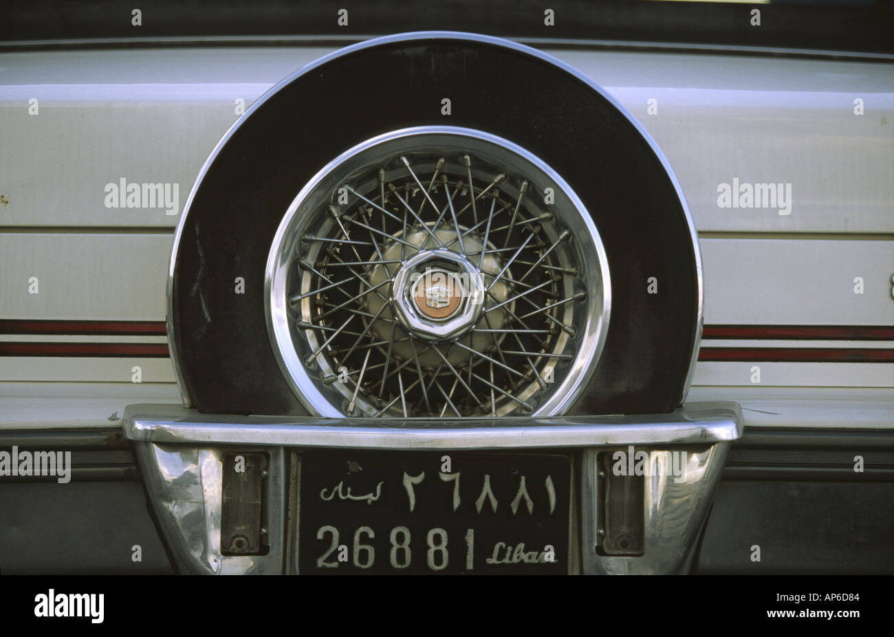 Old American car and numberplate in Beirut Stock Photo