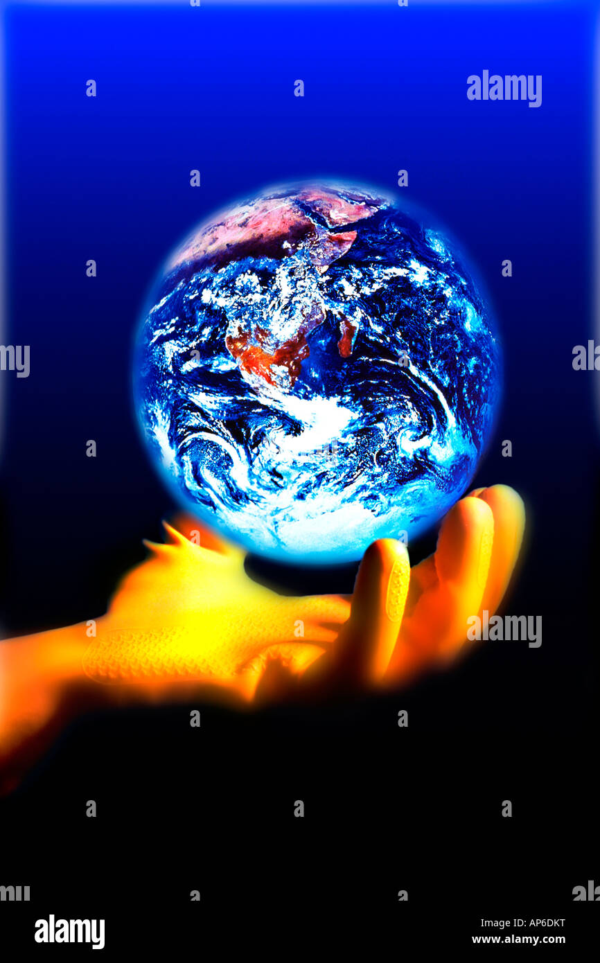 Human hand holding planet Earth, digital composite Stock Photo - Alamy