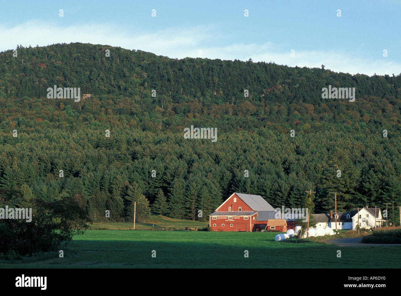 Waitsfield, VT Mad River Valley. Farm in the Green Mountains Stock