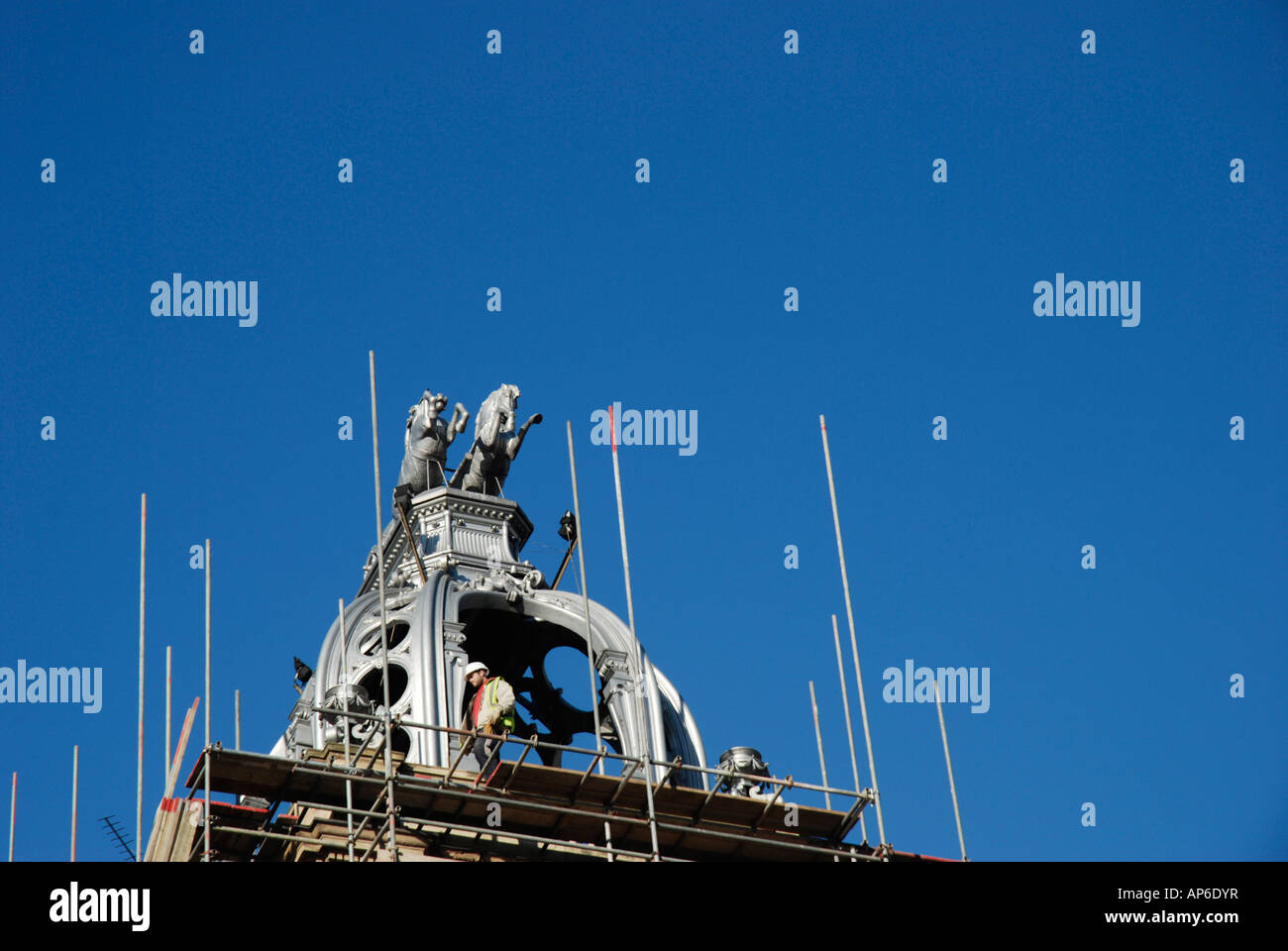 Restoration work on exterior of the London Hippodrome, Leicester Square, London, England Stock Photo