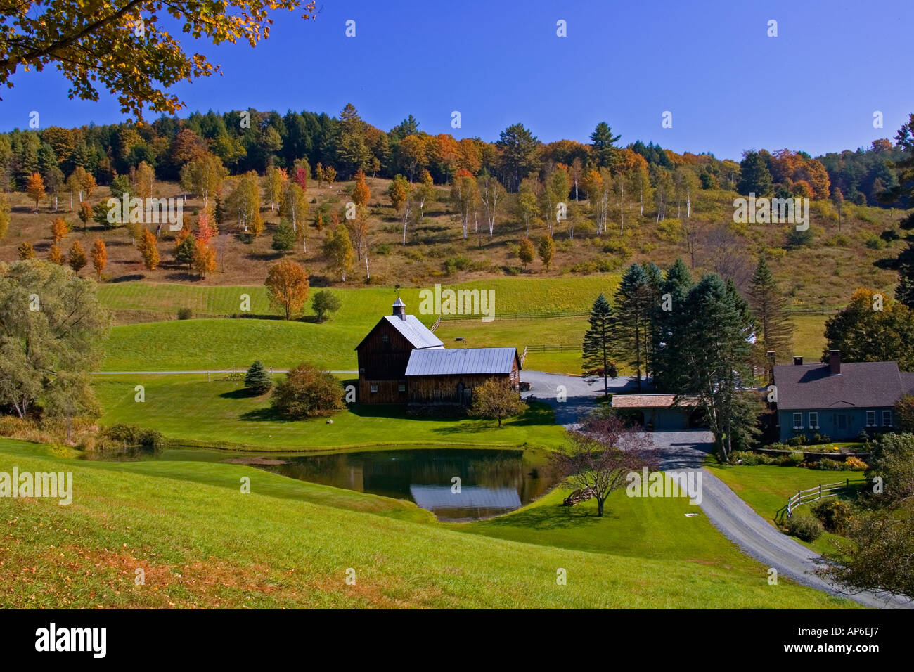 USA, Vermont, North of Woodstock, Fall scenic of Farmland along Stock