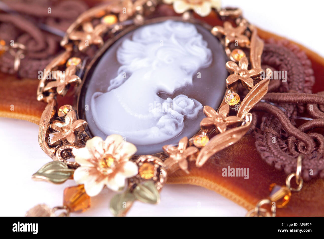 Close Up of Cameo Necklace Stock Photo
