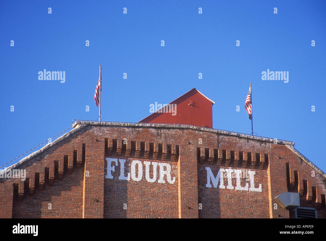 USA, WA, Spokane. Old flour mill building, painted sign Stock Photo Alamy