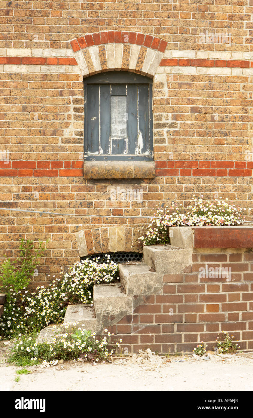 Steps leading to the Eldridge Pope Maltings building in Dorchester town Dorset county England UK Stock Photo